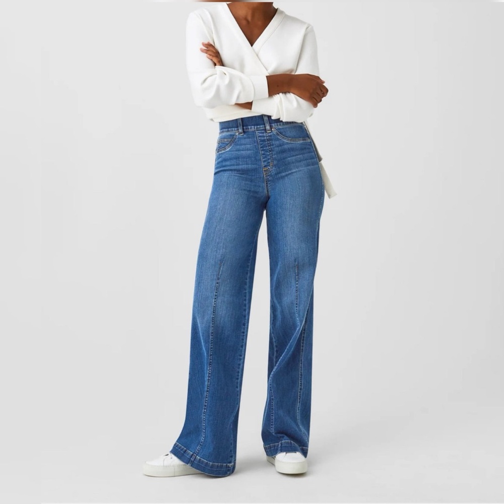 SPANX Seamed-Front Wide Leg Jeans, Vintage Indigo